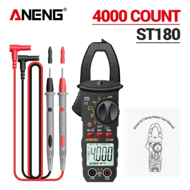 ANENG-ST180 Digital Clamp Meter, AC Multímetro profissional , Amperímetro, Teste Tensão