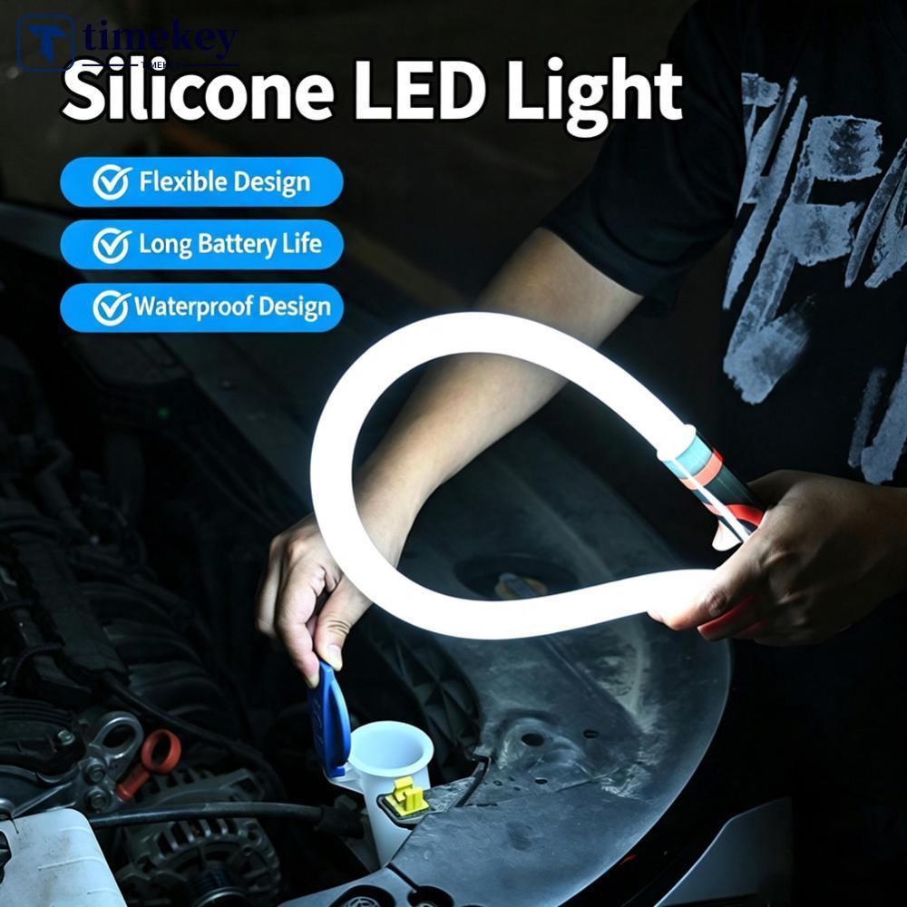 TIMEKEY Flexível LED Silicone Reparação Do Carro Luz De Trabalho Recarregável Tipo-C Inspeção Dobrável RGB Lâmpada Color