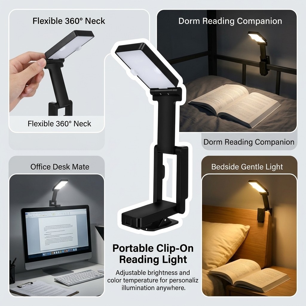Recarregável LED Clip Reading Lamp Portátil Dobrável Proteção Para Os Olhos Luz De Mesa