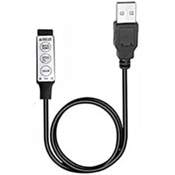 Controlador USB RGB BWESOO Preto DC5V com Dimmer LED e 3 Teclas, Conector Fêmea de 4 Pinos para Fita LED RGB USB 5V, 19