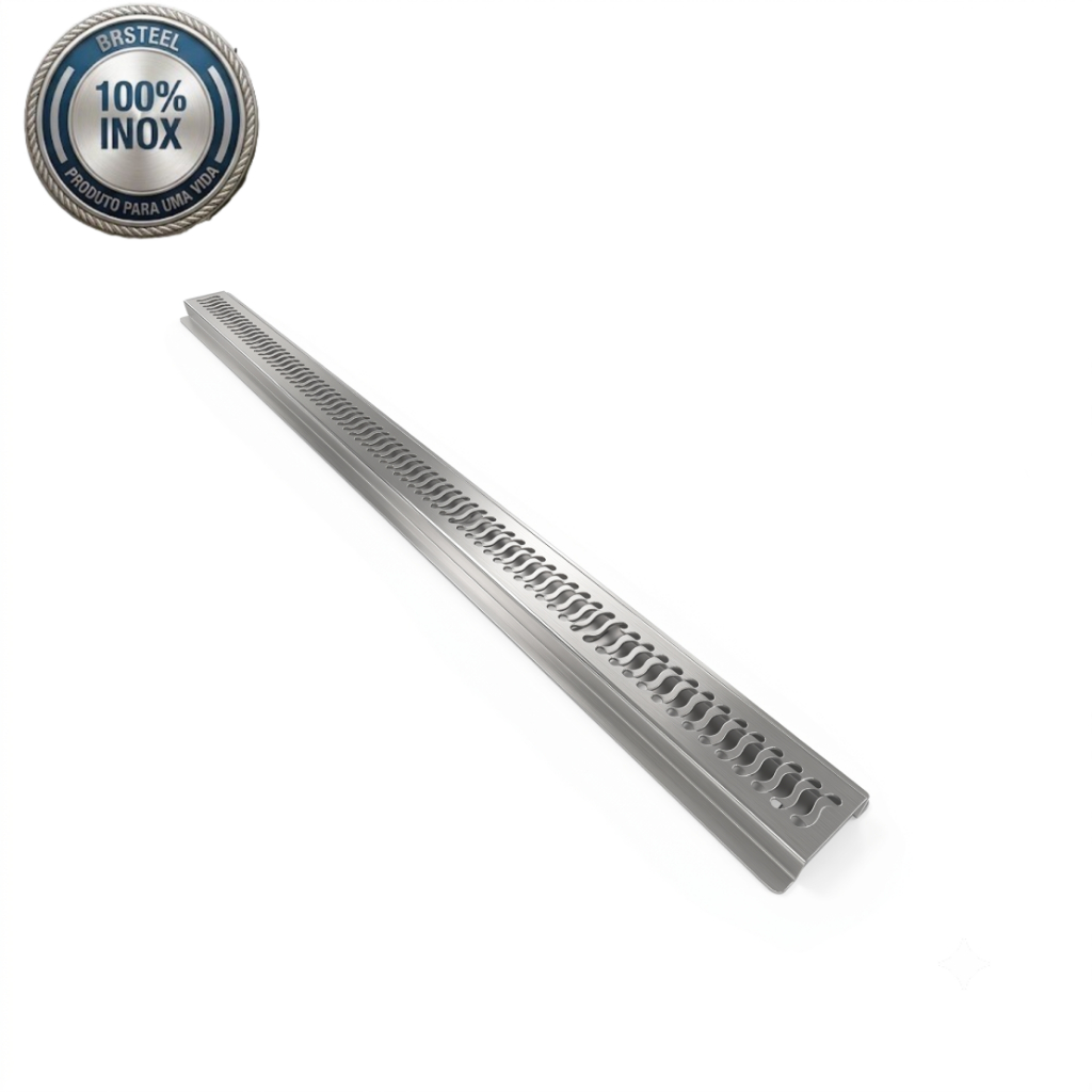 Ralo Inox Piscina Grelha Ondas Premium Decorativo BR Steel Direto da Fábrica