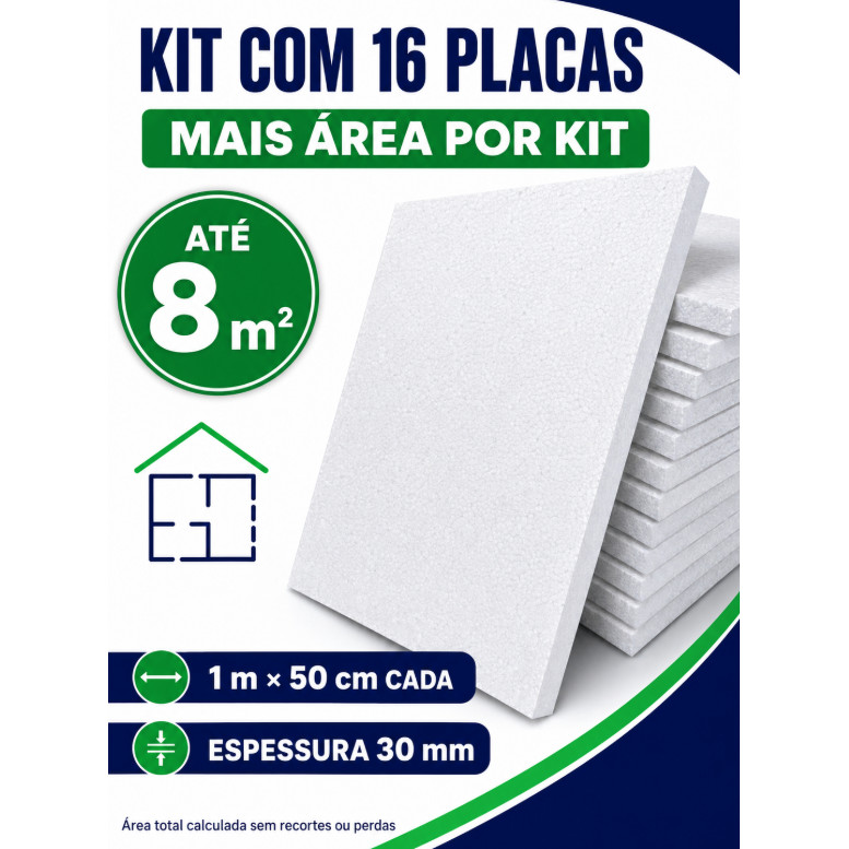 16 Placas de  Isopor Premium para Forro Isolamento Térmico e Acústico 100cm x 50cm x 3cm - Custo Beneficio!
