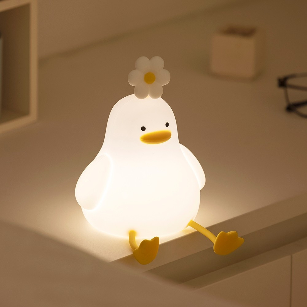Lâmpada LED Duck Night-Luz De Toque De Silicone Com Carregamento USB Para Decoração De Quarto Infantil