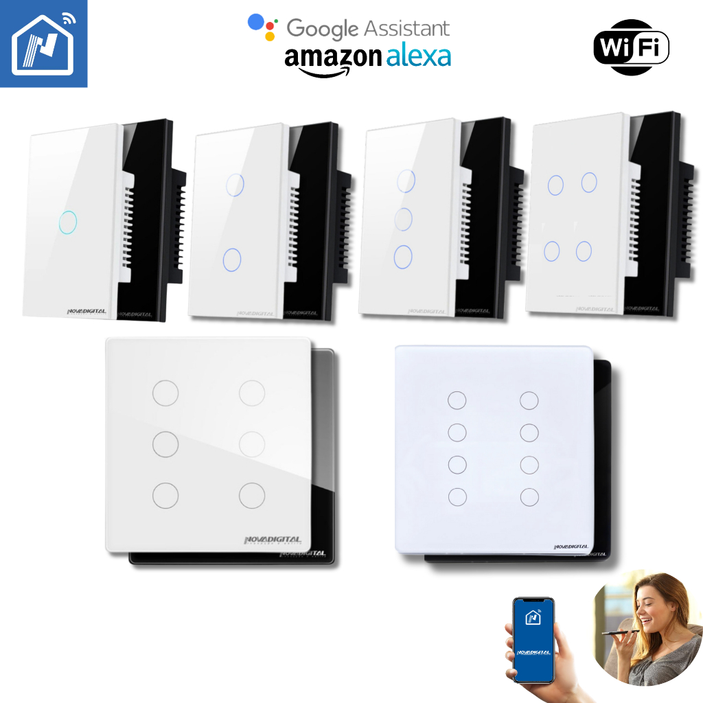 Interruptor Inteligente LITE WIFI Touch Smart Alexa Nova Digital - 1 / 2 / 3 / 4 / 6 / 8 Botões