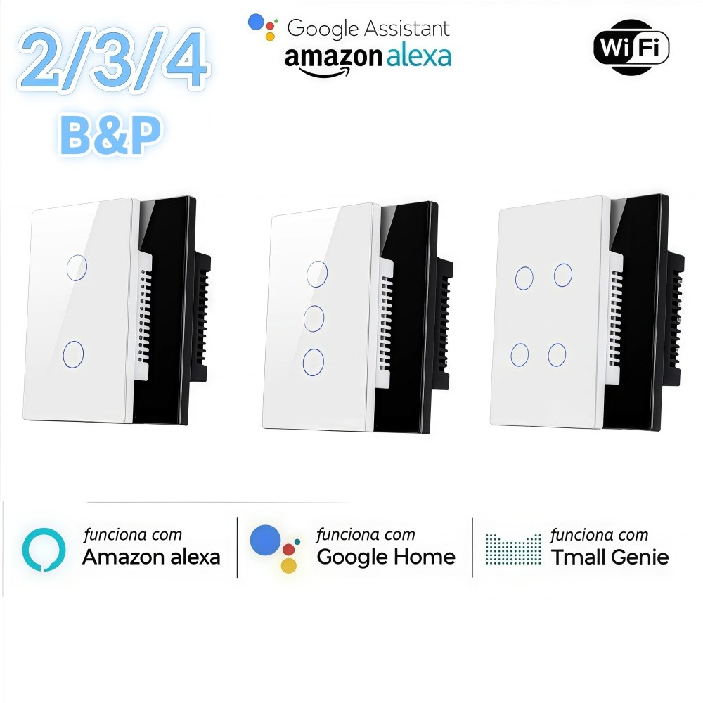 Interruptor Inteligente LITE WIFI Touch Smart Alexa Nova Digital - 2 / 3 / 4 Botões