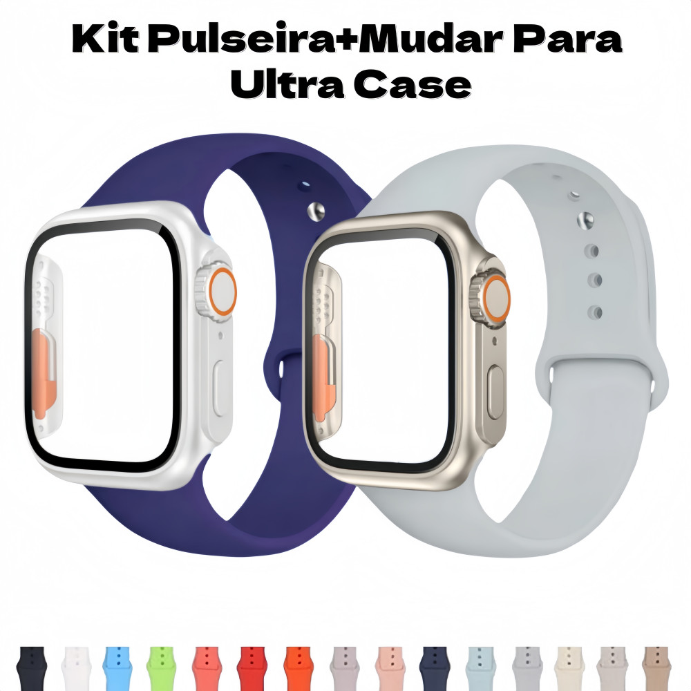 Pulseira De Silicone+Mudar Para 49mm Ultra Kit Para Apple Watch 44mm 40mm 41mm 38mm 42mm 45mm Smartwatch Case e Pulseira