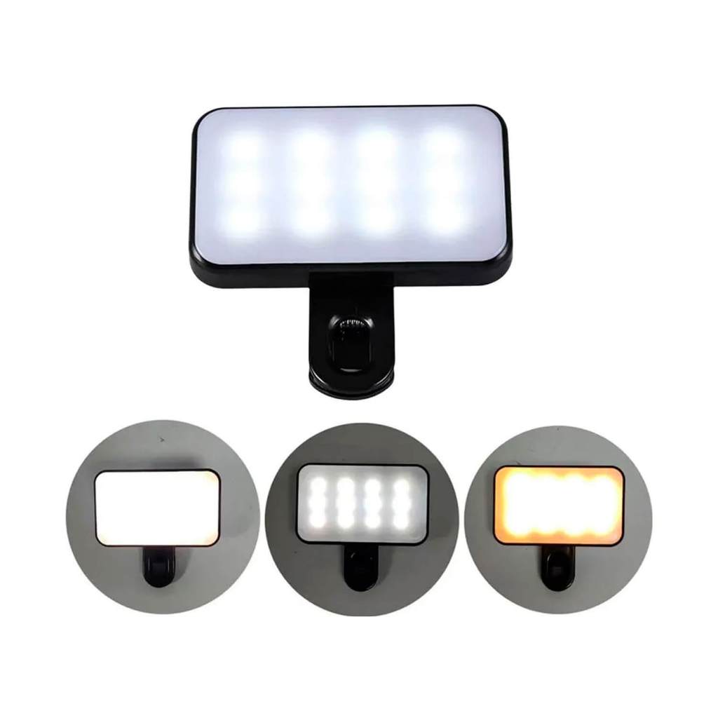 Luz Selfie Ring Light Clip LED Kapbom Recarregável para Celular Iluminador Foto Vídeo