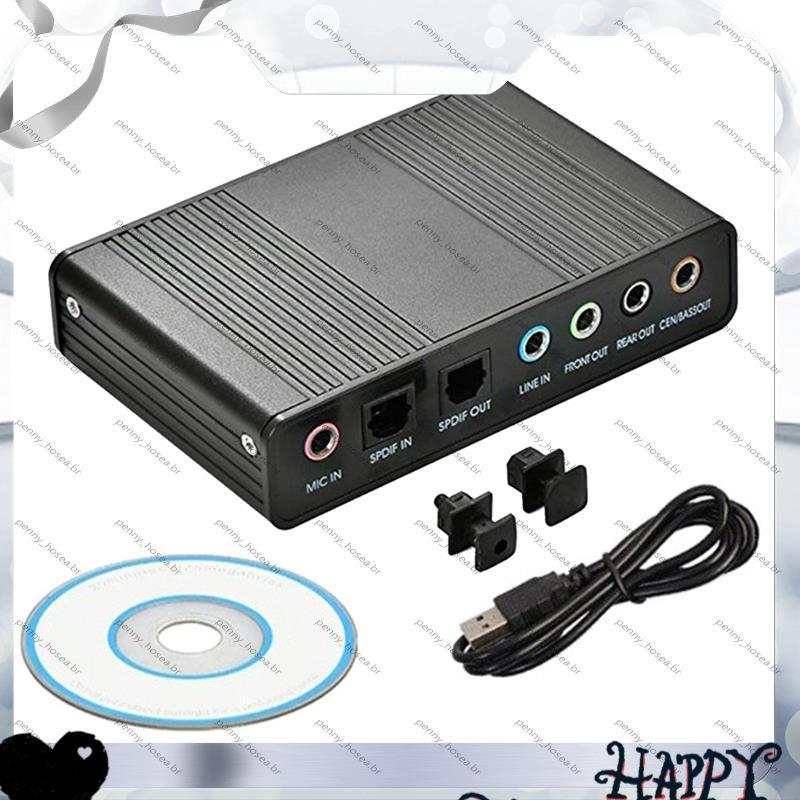 [Vendas Quentes P] USB2.0 5.1 Placa De Som Usb Surround Externa De 6 Canais Para PC Laptop Adaptador De Áudio S/PDIF Int