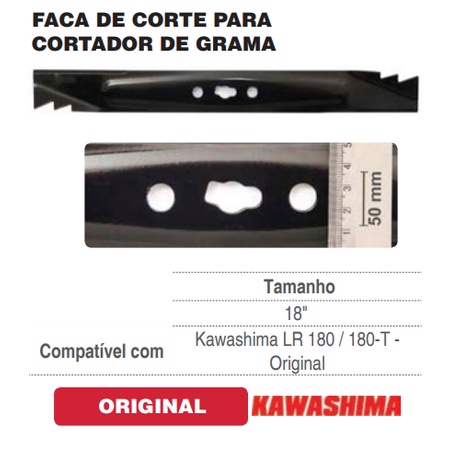Lâmina para Cortadores de Grama Kawashima LR180 / 180T de 18