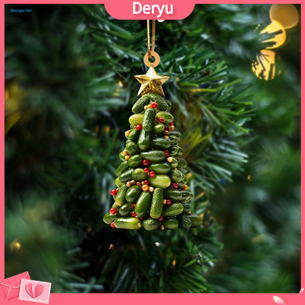 Acrylic Christmas Decoration Tree Ornaments Pendant Ornament Xmas Hanging for Indoor Outdoor Winter Holiday Decor Cucumb