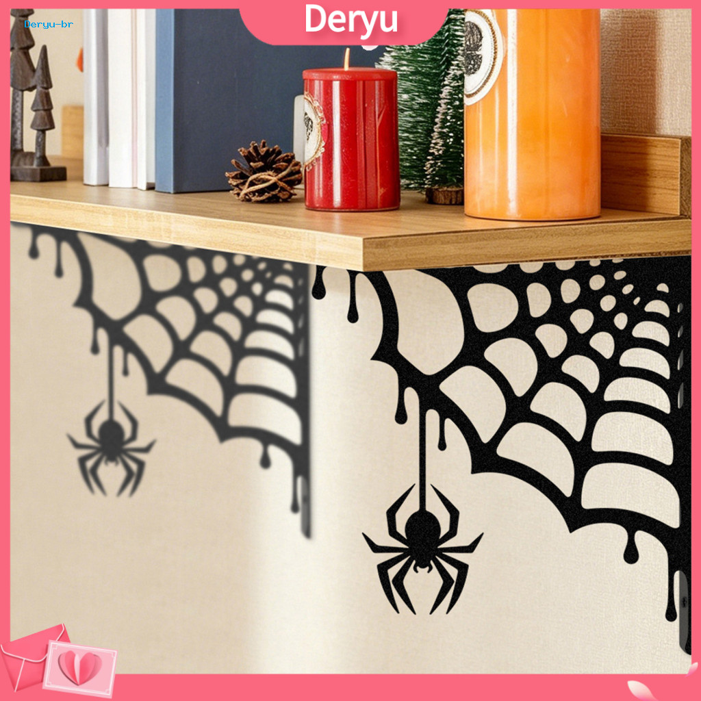 Unique Garden Wall Hanging 2pcs Spider Web Metal Art Outdoor Indoor Minimalist Corner Decor for Room Bedroom Porch – D
