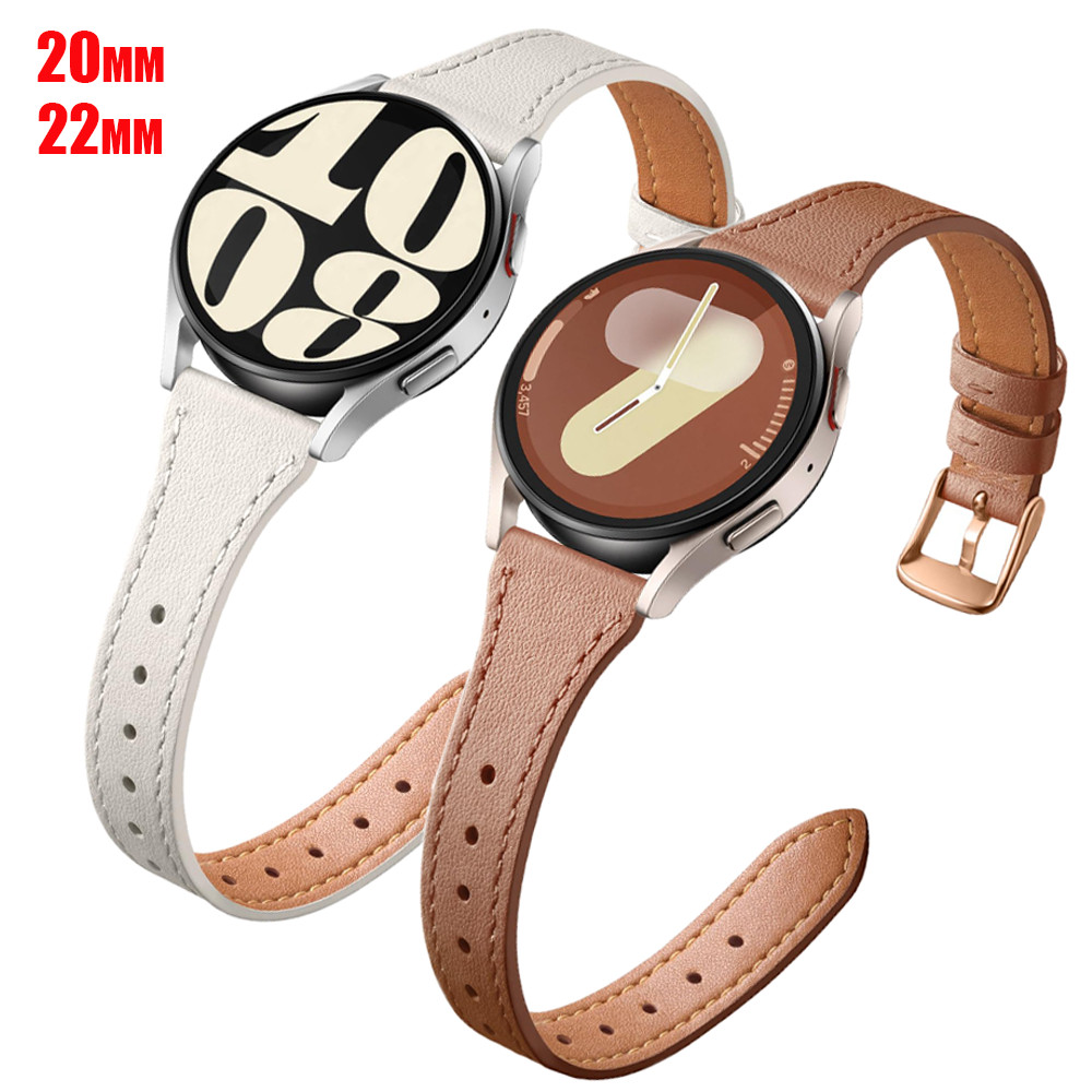 Pulseira De Couro Fina Para Samsung Galaxy watch 7/FE/6/5 pro/4 Clássico/active 2 20mm 22mm Esportiva Huawei GT 6 5 4 Ba