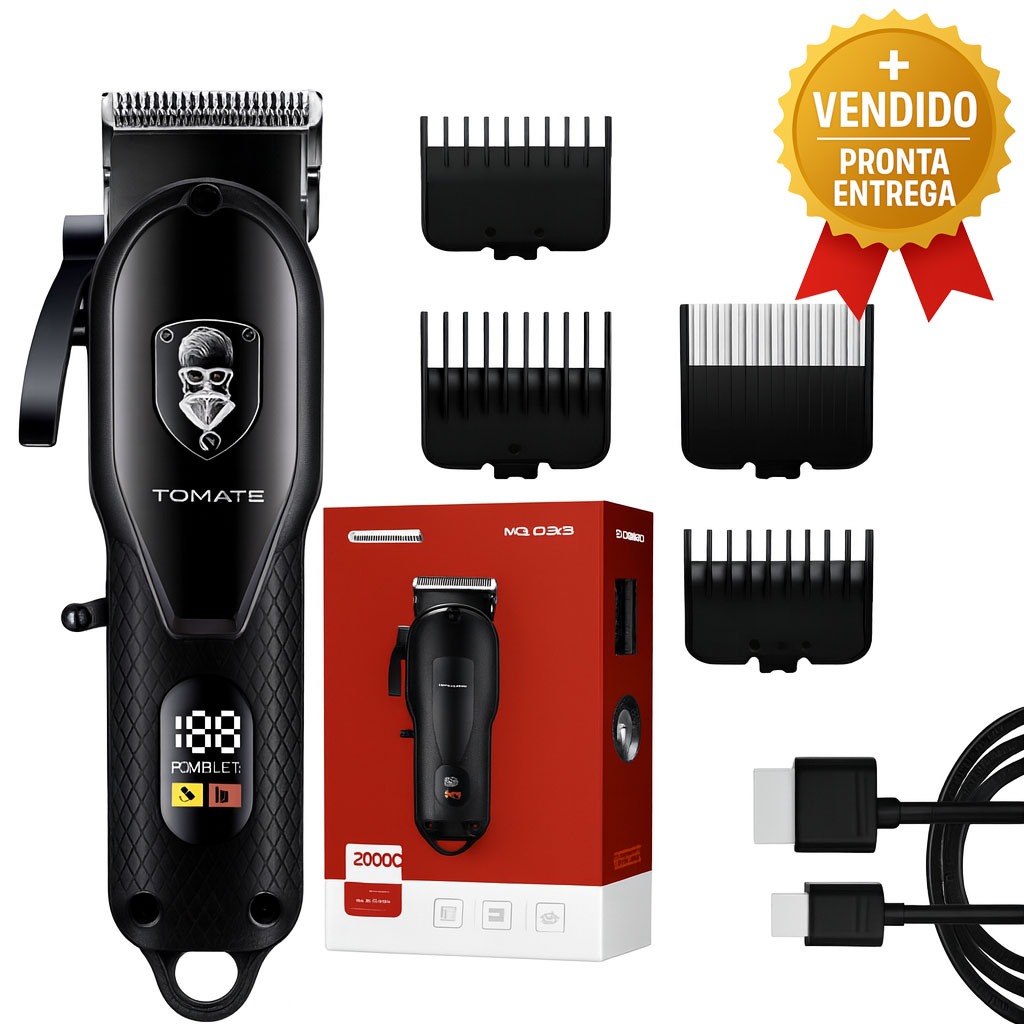 Cortador Maquina Cortar Cabelo Sem Fio Alta Precisão Lâmina Durável Display Digital Bateria Longa