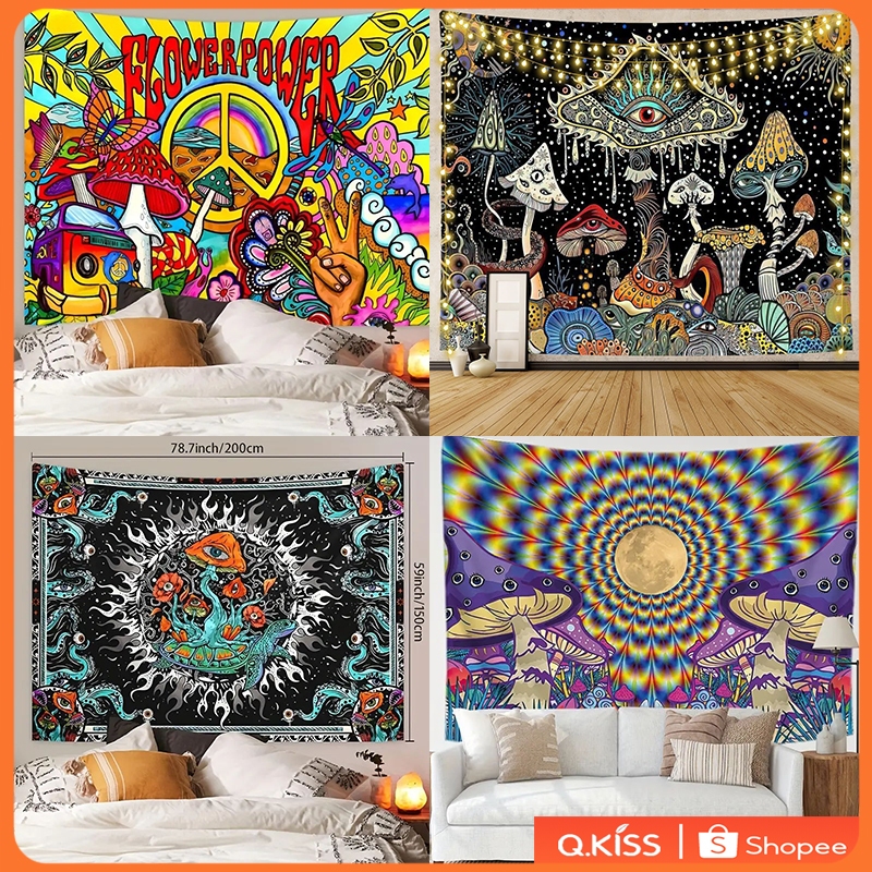 Cogumelo Tapeçaria Atmosfera Decoração Acampamento Pano De Fundo De Parede Pendurado
