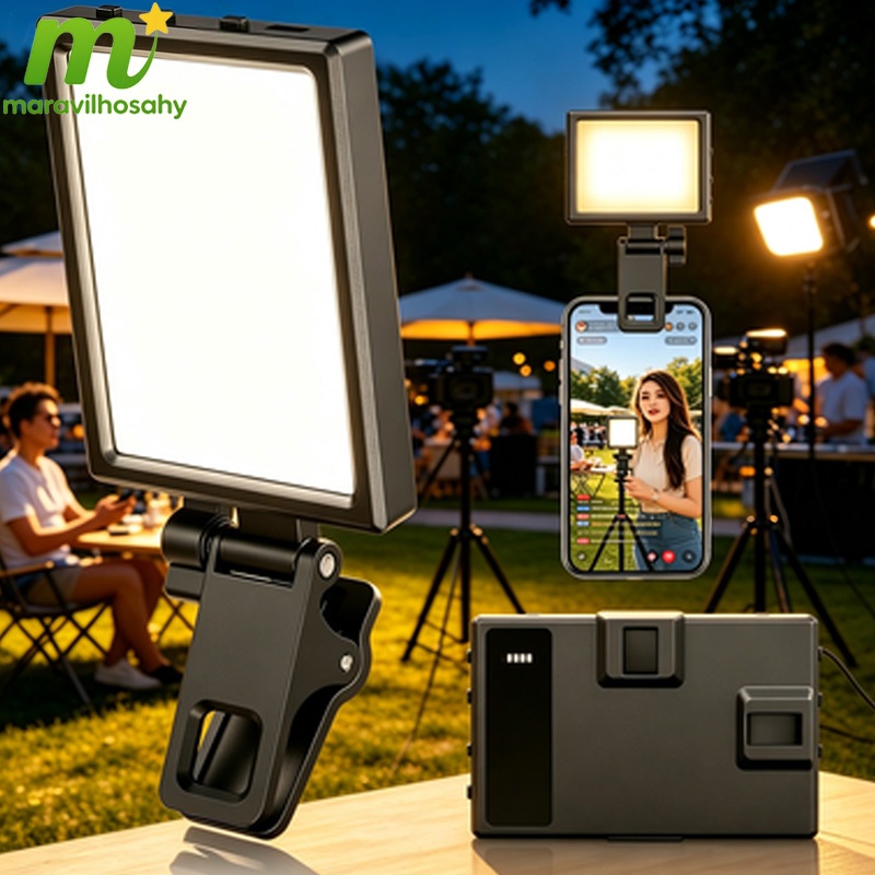 80 luzes LED para selfies, luzes de preenchimento para celular com clipe traseiro dianteiro, 3 modos, luzes de preenchim