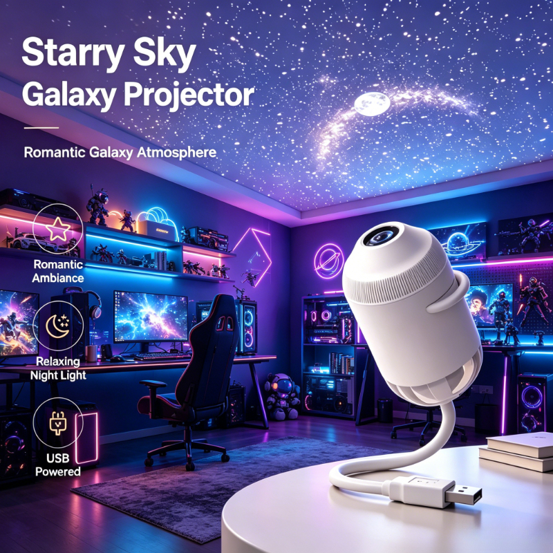 2-in-1 starry sky galaxy projector night light with 24 slides suitable for gaming room and bedroom atmosphere decoration