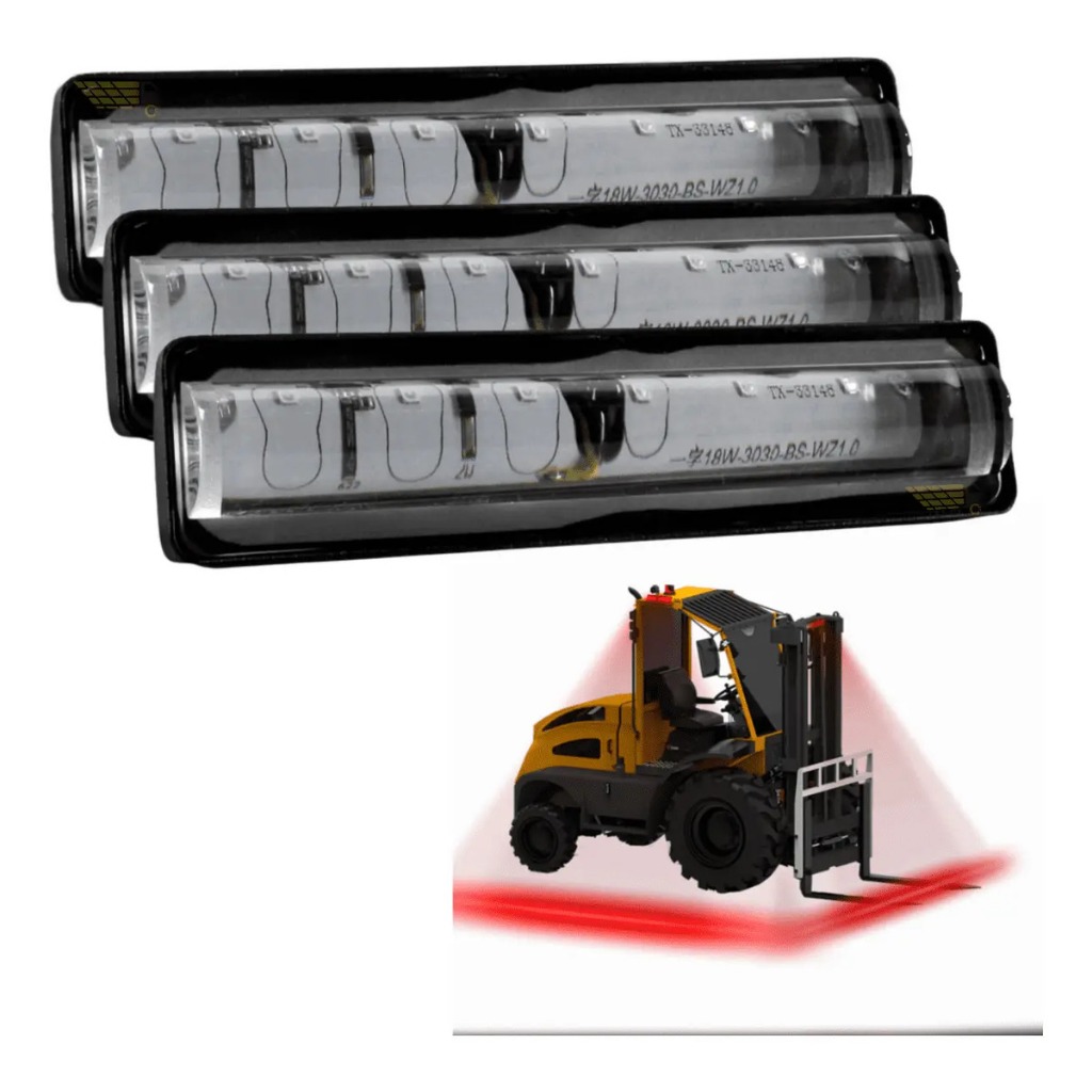 Luz De Segurança Red Zone Kit 3 Faróis Led Empilhadeira Segurança