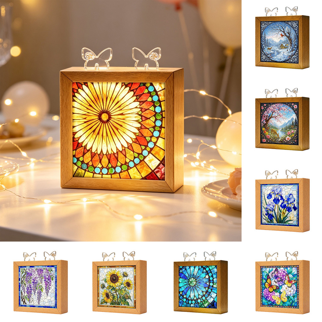 Shenhua Acrílico Puzzle LED Night Light , 2 Em 1 USB Royal Iris Bloom Jigsaw Lamp , DIY Creative Home Desktop Luz Ambien