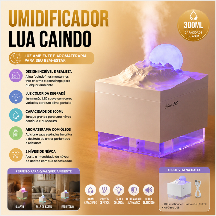 Moonfall Air Humidifier Lamp Night Light Diffuser Aromatizer Mini 300ml
