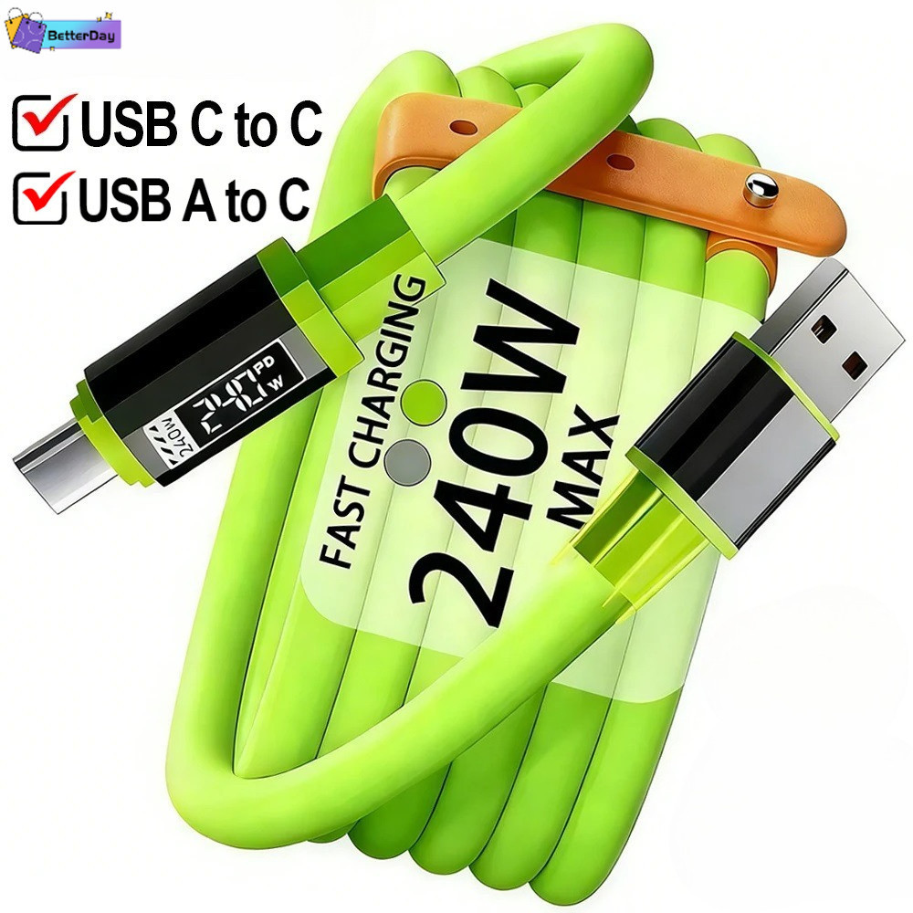 240W USB-A/Tipo C De Alta Potência Para Cabo De Carregamento Rápido E-Marker Smart Chip Sincronização De Dados De Silico