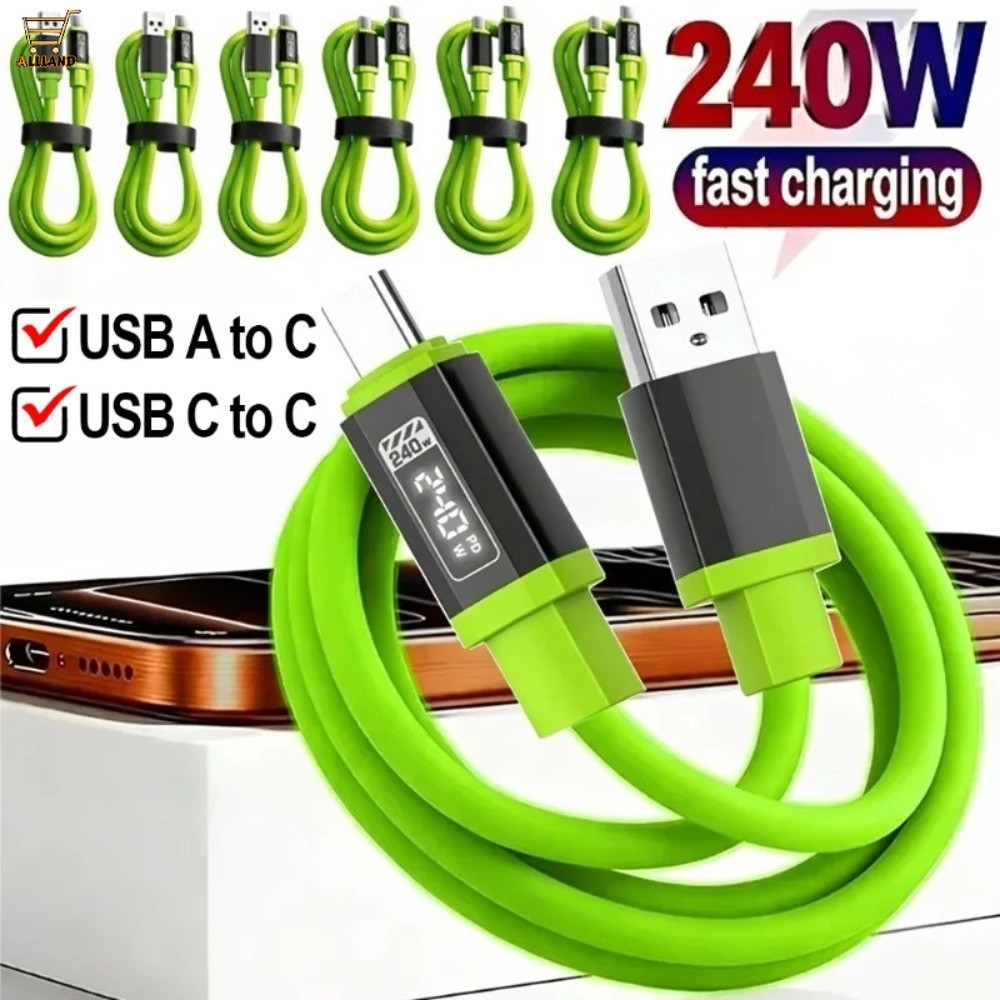 240W USB-A/Type-C De Alta Potência Para Tipo Cabo De Carregamento Rápido E-Marker Smart Chip Silicone Anti-Dobra De Sinc