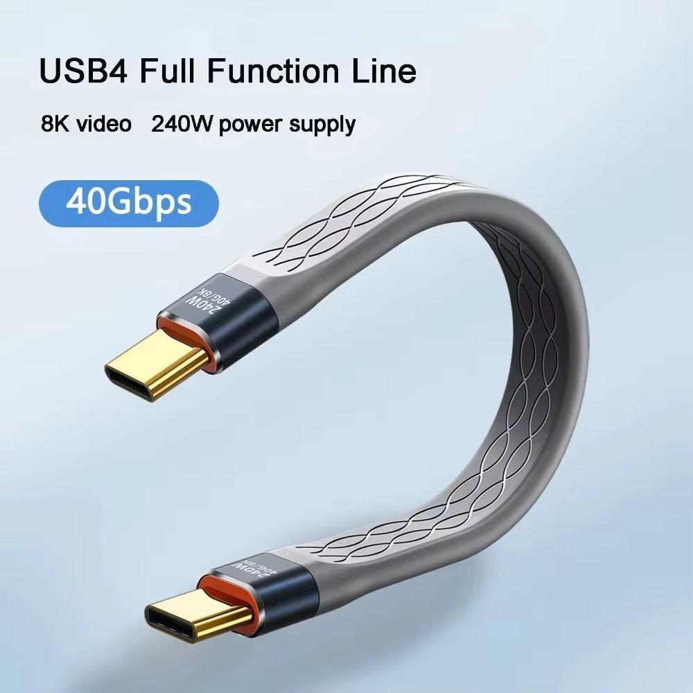 Cabo USB4.0 Flexível , Carregamento Rápido PD 240W USB C Para Tipo , Linha De Extensão Curta De Chip E-Marker De 40 Gbps