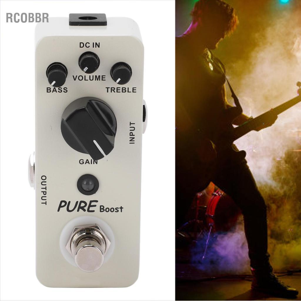 Rcobbr Pedal de efeito de guitarra Pure Boost Booster acústico de ganho de 20dB com ajuste de equalização de 2 estágios