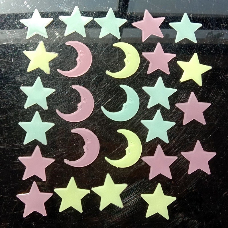 70 Pcs Adesivo De Lua Brilhante Grande Fixo Fácil De Aplicar Brilho Noturno Duradouro Atmosfera