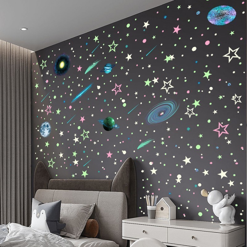 35 Pcs Adesivo De Lua Brilhante Grande Fácil De Aplicar Brilho Noturno Prolongado Fixo Atmosfera