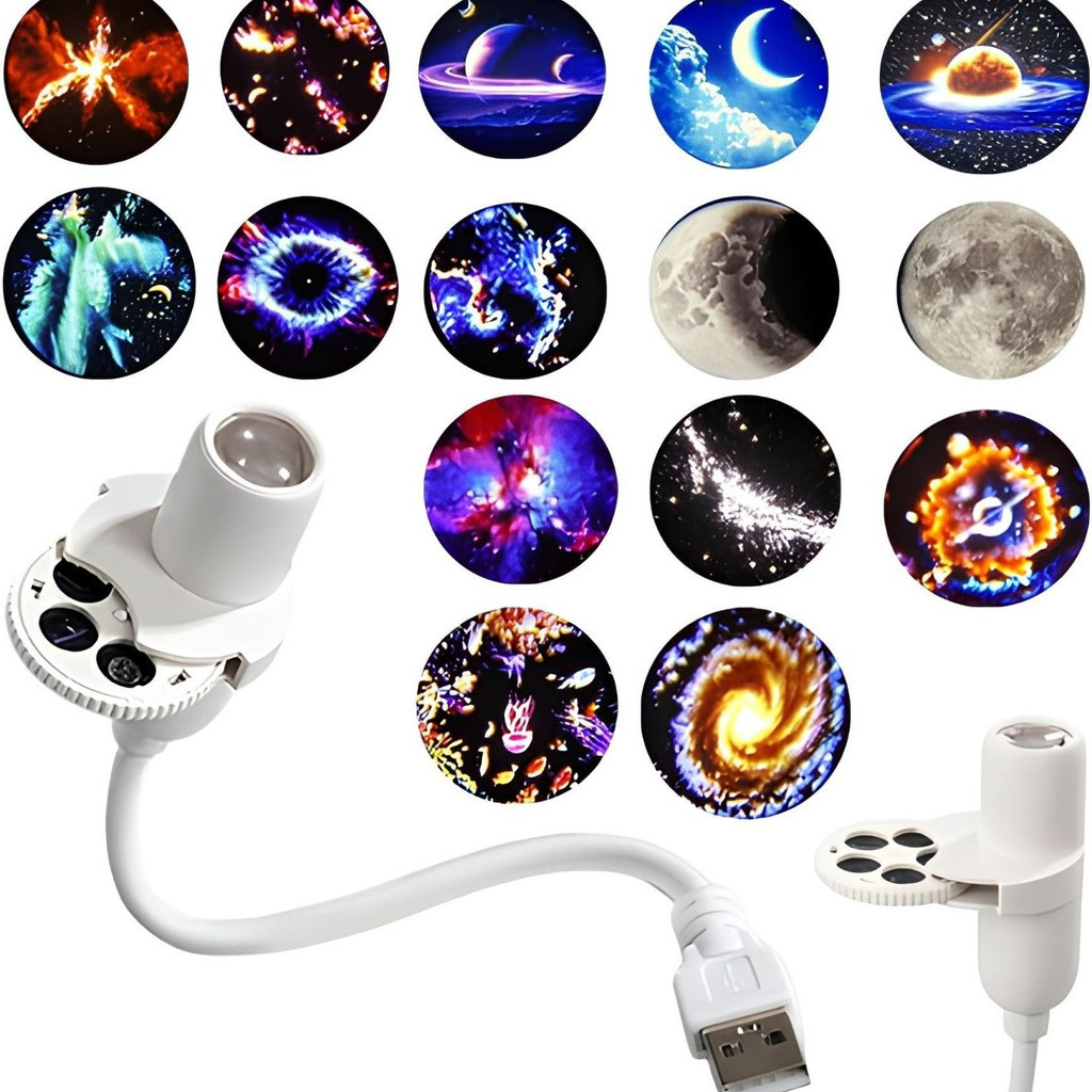 USB Galaxy Starry Sky Projector Night Light with Multiple Slides, Perfect for Bedroom Decor
