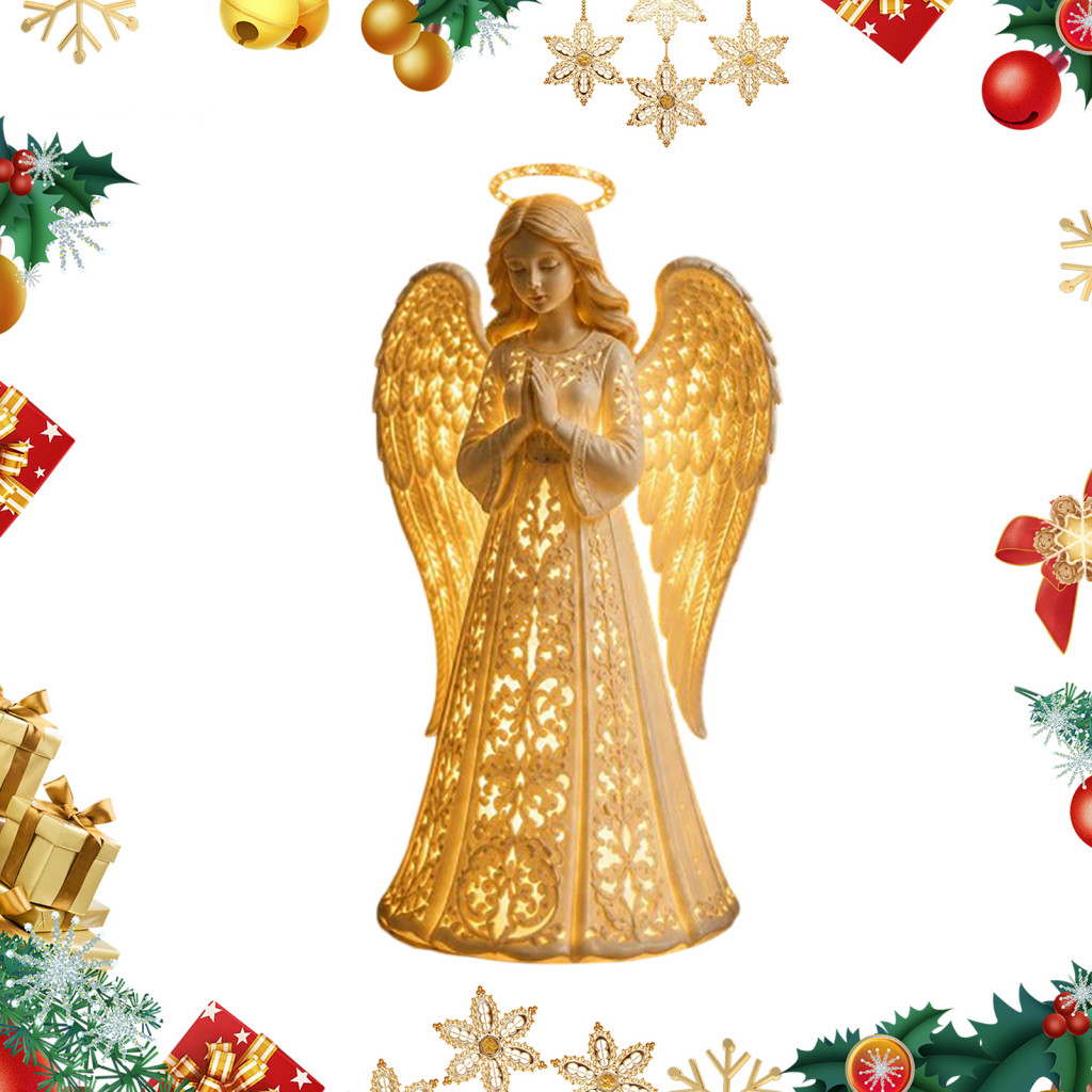 Angel Figurine Night Light Led for Bedroom with Warm – Christmas Decor Praying Statue Lamp for Home for Southeast