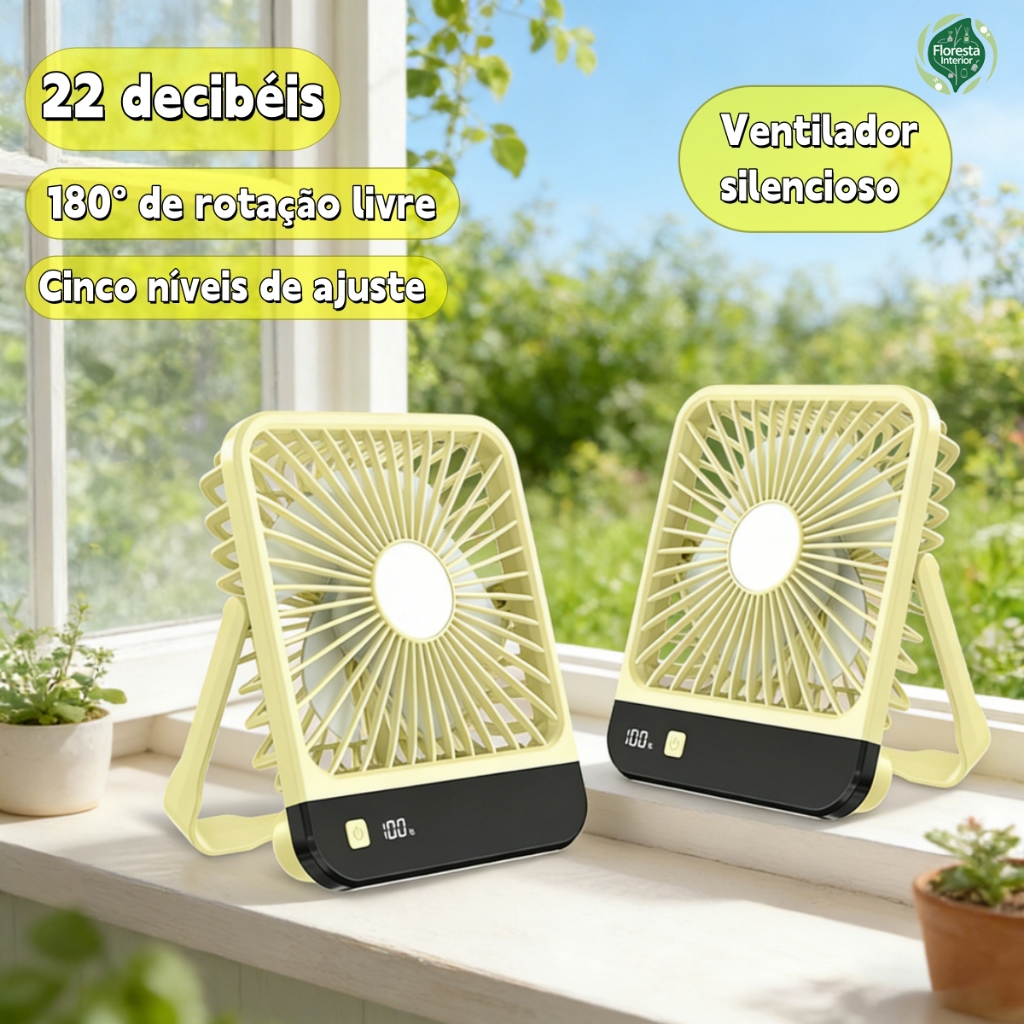 Ventilador Pequeno Turbo De Mesa Portátil Com 5 Velocidades Potente 180° De Rotação Poderosa
