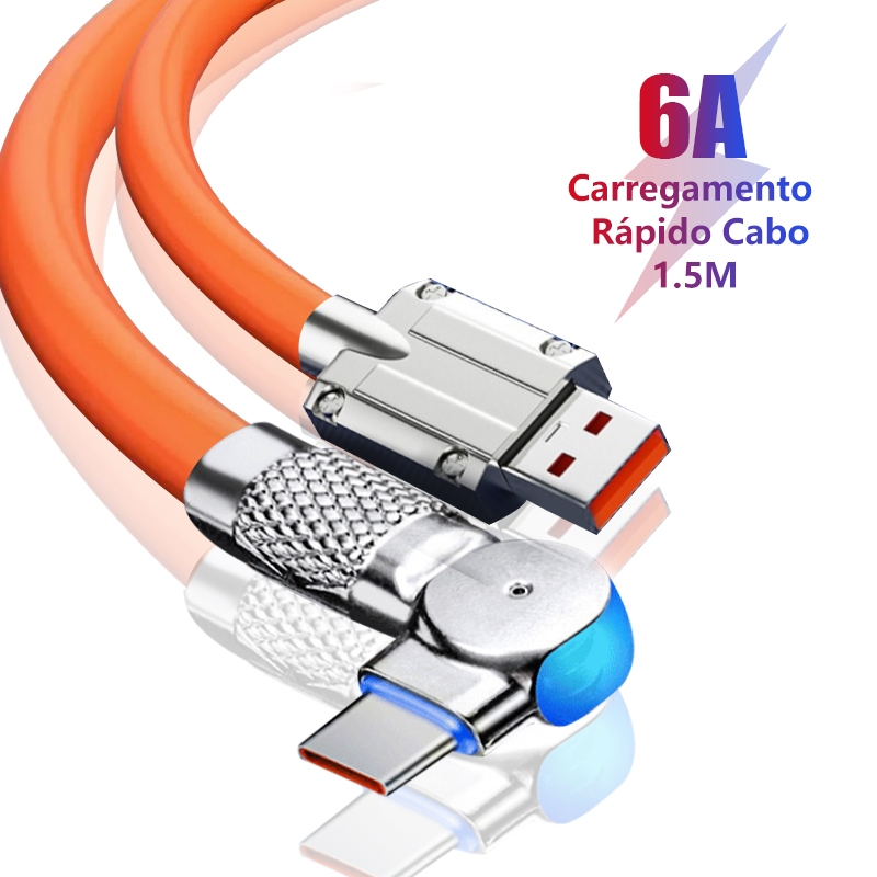 Cabo de Dados de Carregamento Rápido V8 Micro USB iP Tipo C 1.5M Rotação 180°