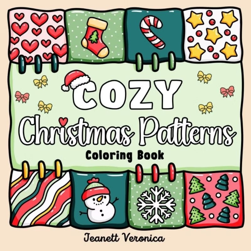 40 Desenhos para Colorir: Folhas Soltas com Ilustrações do Livro Cozy Christmas Patterns!