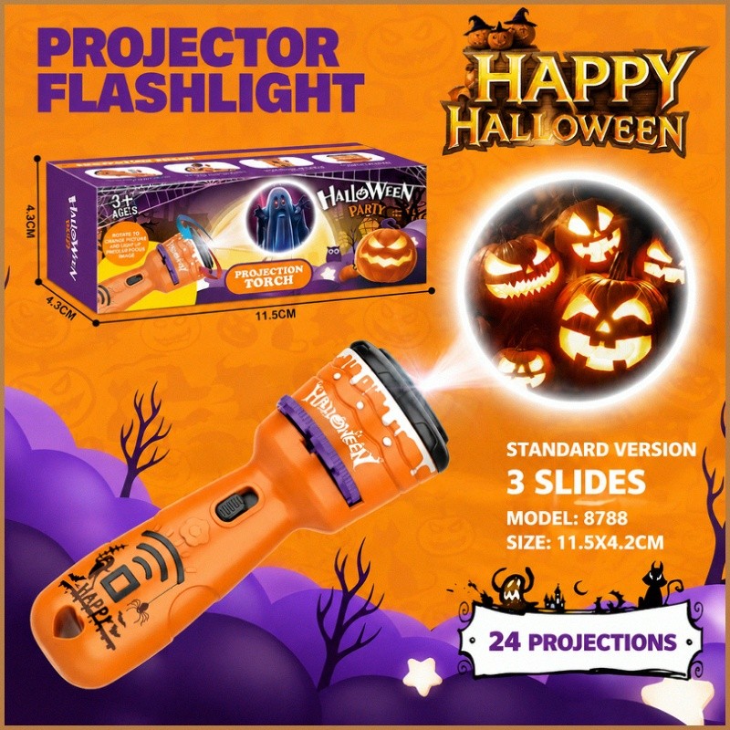 [24 Patterns] Đèn pin chiếu hình 24 kiểu Halloween JMY - Kids/Party/Flashlight