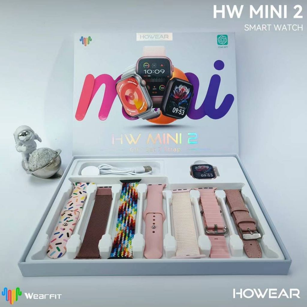 Relógio Inteligente HW Mini 2 Smartwatch 41mm ChatGPT GPS Bluetooth + 7 Pulseiras Compatível com iPhone e Android 2024