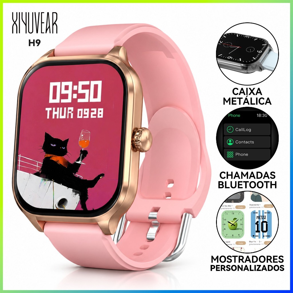 Smartwatch H9 XiYuVear com Chamadas Bluetooth, Tela 2,01