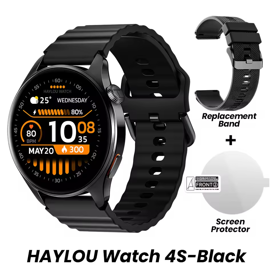 Smartwatch Haylou Watch 4S GPS AMOLED Bluetooth Chamadas 5ATM Monitor Cardíaco Android iPhone