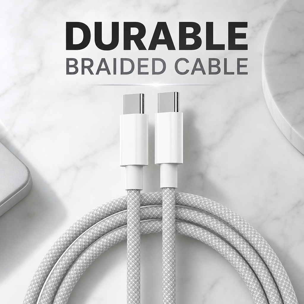 Cabo de Dados PD 60W de Carregamento Rápido Tipo C para Tipo C 2m para iPhone15 16 17 Samsung Huawei Carregador USB C