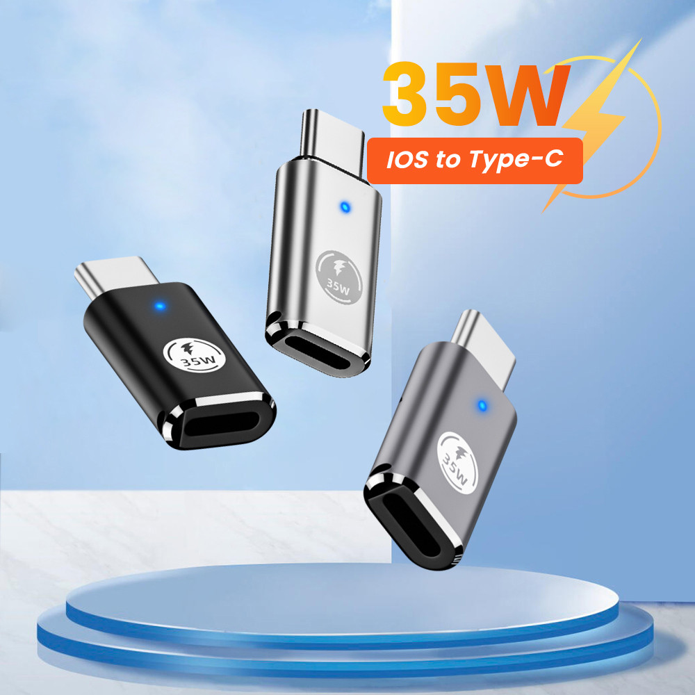 Adaptador Lightning Para USB C De 35 W Com Conversor De Carregamento Rápido LED-iPhone15 iOS Fêmea Conector Tipo Macho
