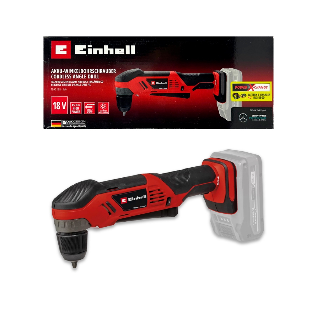 Furadeira Angular Einhell TE-AD Mandril 10mm 45Nm Power X-Change para Cantos e Espaços Apertados