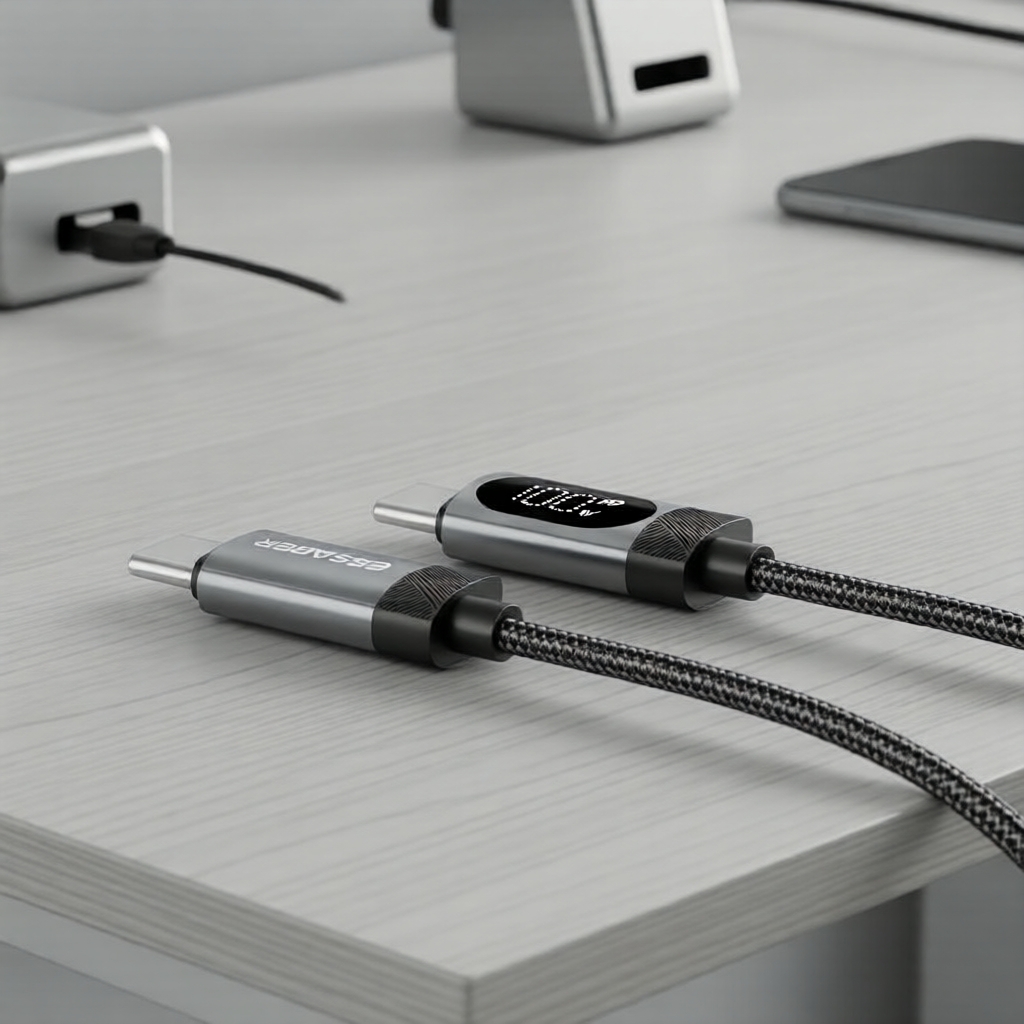 Essager 5A USB-A/C para C Cabo de Carregamento Rápido PD com Chip E-Marker para iPhone & Android