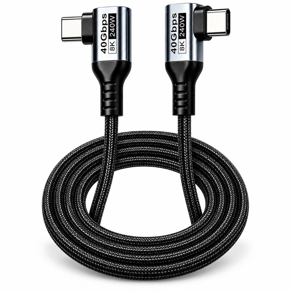 Cabo USB4 , De Dados USB-C De 240 W PD3.1 40 Gbps Carregamento Duplo Tipo Chip E-Marker De 90 Graus