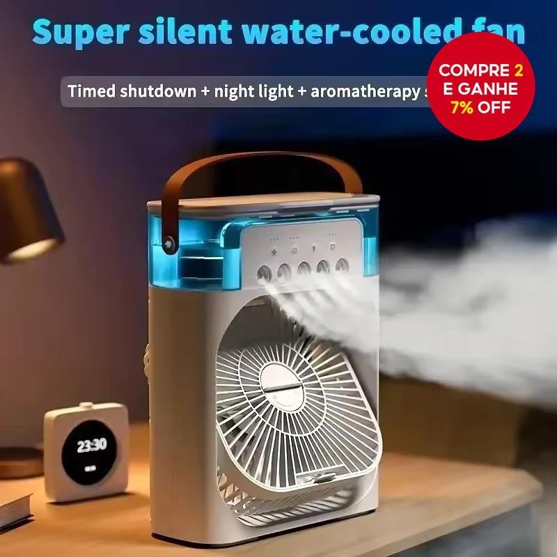 Novo 3 Em 1 Ventilador De Mesa Ar Condicionado Doméstico Pequeno Refrigerador LED Night Light Portátil Umidificador Vent