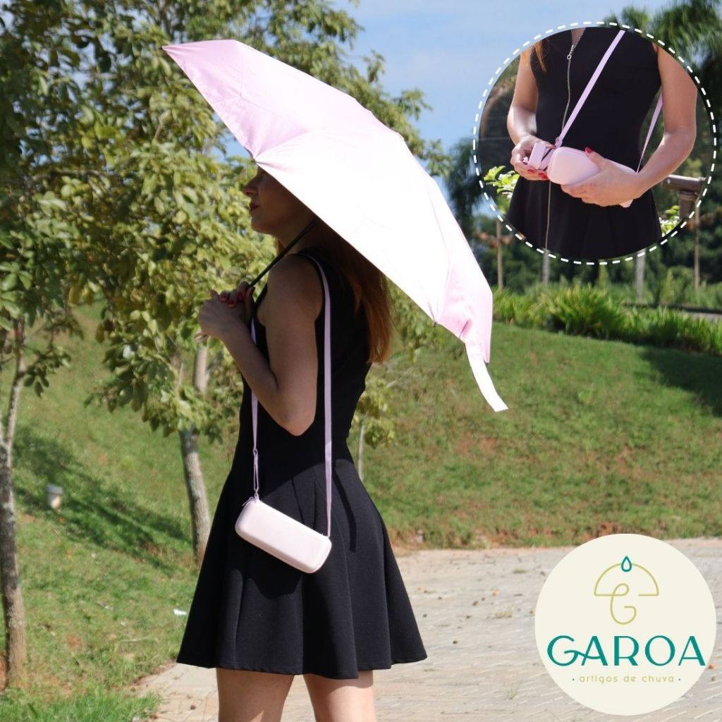 Guarda Chuva Mini Bolsa Cápsula Com Proteção Solar UV Compacto Sombrinha de Bolso Com Case Portátil