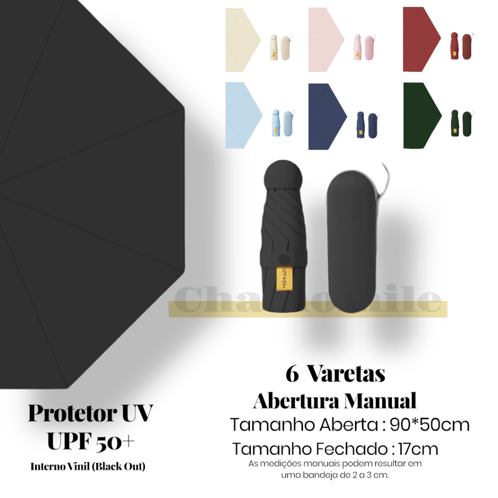 Mini Guarda-Chuva Portátil Dobravel UPF50+ Cápsula Ultra Leve com Estojo – Proteção UV