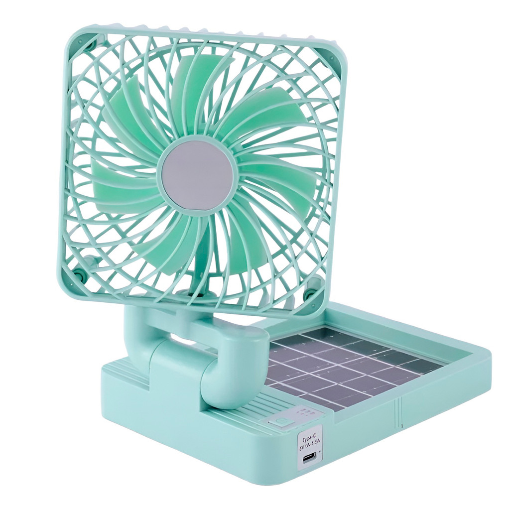 JS Mini Ventilador Dobrável Portátil Com Carregamento Solar