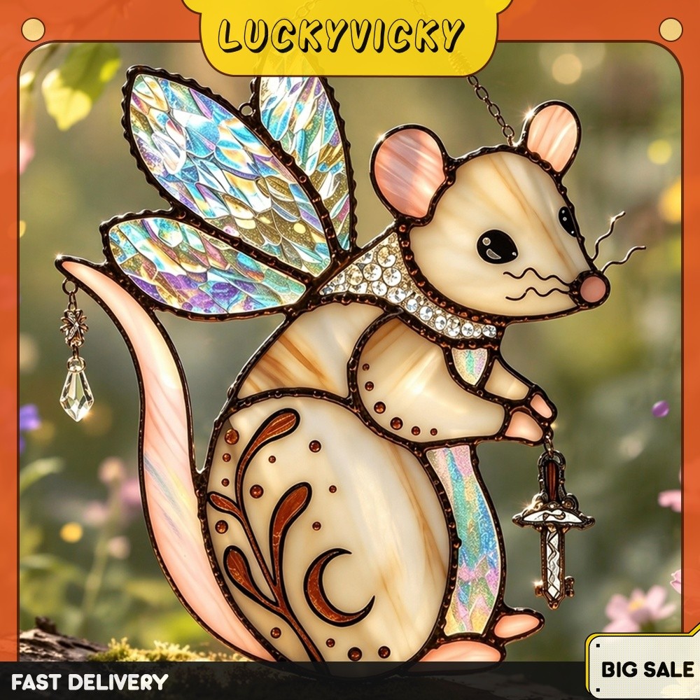 Encantado Fairy Mouse Suncatcher Whimsical Animal Light Catcher Presente Para Amantes De Fadas Mulheres Meninas