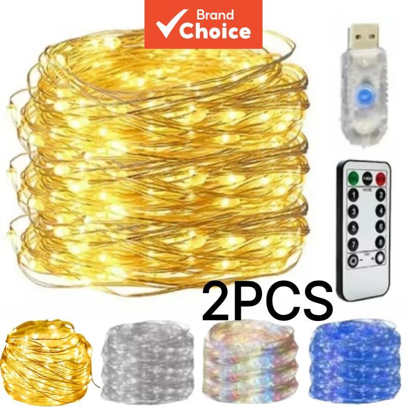 Luzes USB SAIMILI 2 Pcs 10M 100LEDS Fairy String Sliver Fio Iluminação Com 8 Modos Lâmpadas De Controle Remoto Para Quar