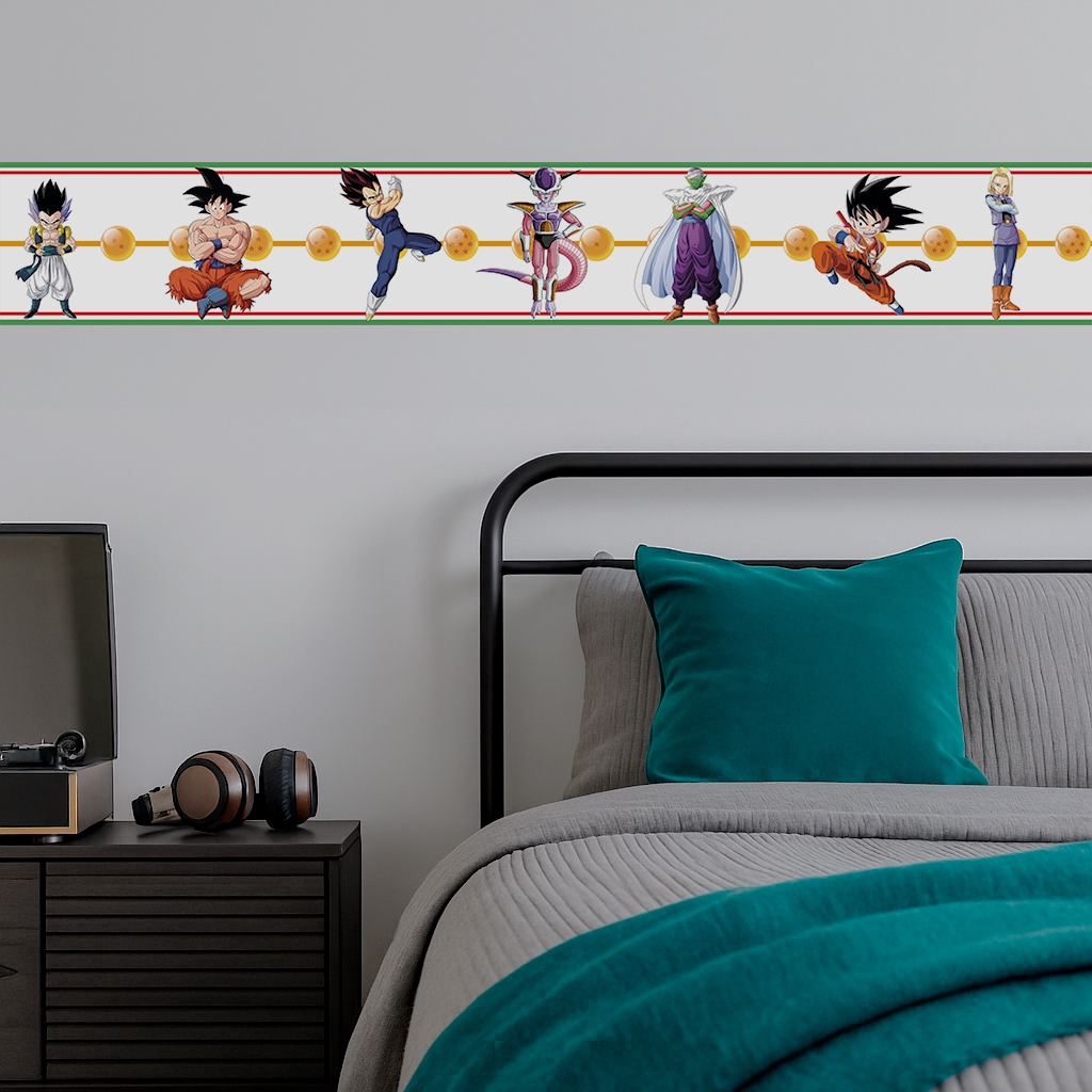 Faixa Decorativa Dragon Ball 1m x 15cm Vinil Lavável Painéis Anime Kamehameha Super Saiyajin Estilo Geek Room